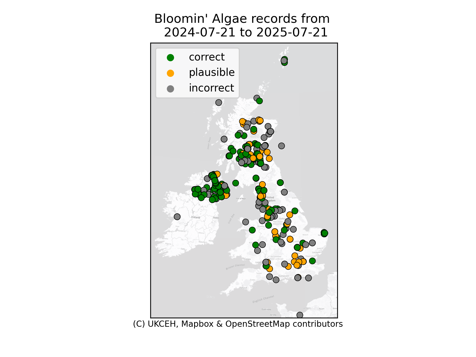 Bloomin' algae app submitted records map. Updated daily.